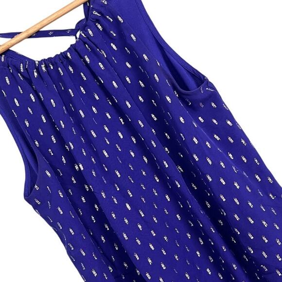 Lilly Pulitzer Women's XS Blouse Top Silk Blend Metallic Strappy Back Party Glam - Picture 1 of 10